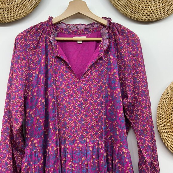 $198 Roller Rabbit Boho Purple Long Sleeve Augusta Garnet Midi Dress Medium - Picture 5 of 11